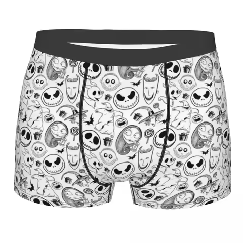 Custom Nightmare Before Christmas Jack Halloween Skull Underwear Men Breathbale Boxer Briefs