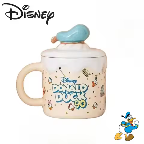 Donald Duck cartoon cute ceramic covered water cup creative Kawaii home office milk juice coffee cup