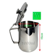 Ca Inox Có Nắp- Ca Đánh Sữa Inox Không Vạch Có Nắp 1000ml 1500ml 2000ml