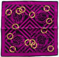 Celine 復古絲巾 - 金色交織圓環設計 紫色 23 x 23 英吋