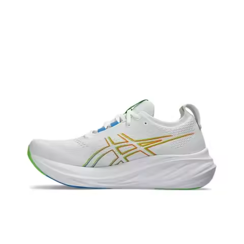 ASICS GEL-Nimbus 26: Breathable & Supportive Low-Top Running Shoes, Men's, White and Blue 1011B794-1