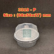 TAPAU - 3319-P Aluminium Foil Tray with Clear Lid [ 10sets ± ] Bulat / Round My Chef Foil Tray 3319 