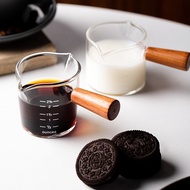 Tiamoo measuring cup with wooden handle/espresso shot glass/mini coffee milk measuring cups/espresso cup