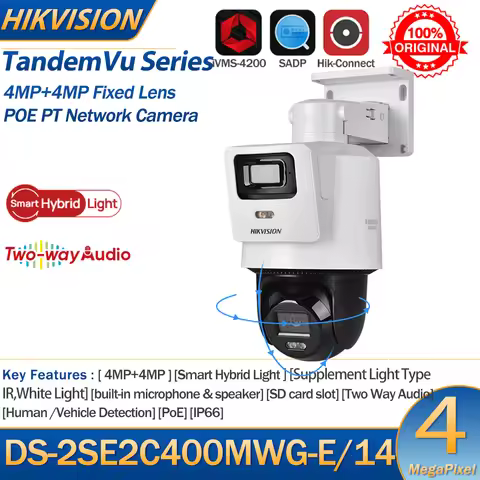 Hikvision DS-2SE2C400MWG-E/14 4MP+4MP TandemVu PT Camera Smart Hybrid-light Human Detection POE Came