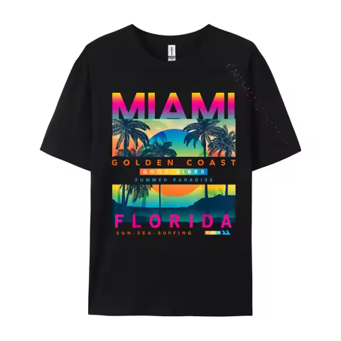 Newest T-shirts Wear Miami Florida Miami Colorful Sunrise Men T Shirt Oversized Men T Shirt Top Tees