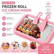 Instant Rolled Ice Cream Maker Pan with 2 Spatulas DIY Sorbet Gelato