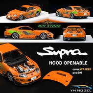 1:64 YM MODEL - Supra JZA80 The Fast and the Furious Livery - Fluorescent Orange Disassimable