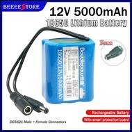 12V 5000mAh Portable Super Rechargeable 18650 Lithium-ion Battery Pack DC 12.6V DC Male + Female Con