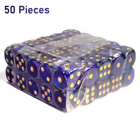 50pcs D6 Light Yellow Rounded-Corner Acrylic Numbered Dice - For Board Games, Rolling, Parties, Fest