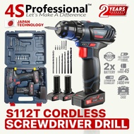 4S Professional™ S112T (HIGH Torque) Cordless Screw Driver Drill 18V 2PCS Batteries + 13PCS Bits Set S112-T