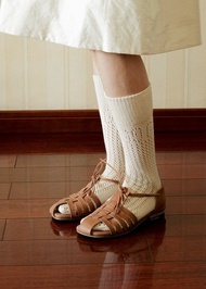 復古文青 羅馬編織涼鞋 綁帶沙灘鞋 奶茶棕/鴨蛋白/黑色