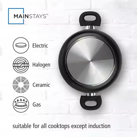 5QT Aluminum Dutch Oven Non-Stick Coated with Tempered Glass Lid Dishwasher Safe Easy Clean Everyday