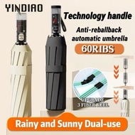 YINDIAO New Automatic Umbrella 60 Ribs Typhoon-Proof Heavy Rain Anti-Rebound Folding Umbrella