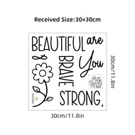 บัตรยืนยัน "You Are Strong Beautiful" สติ๊กเกอร์กระจกภาษาอังกฤษสำหรับห้องนอน Cloakroom เครื่องตกแต่ง