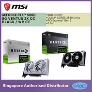 MSI Geforce RTX 5060 8G VENTUS 2X OC Graphics Card 8GB GDDR7 | Boost 2527 MHz | PCI E 5.0 |Blk/Wht] 