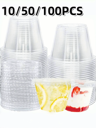10/50/100pcs 9oz Clear Plastic Ice Cream Cups - Leak-Proof, Ideal For Desserts, Cakes, Cupcakes Perf