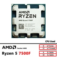 AMD | Used AMD R5 7500F Ryzen 5 7500F  3.7GHz CPU processor 6-Core 12-Thread 5NM L3=32M 100-00000059