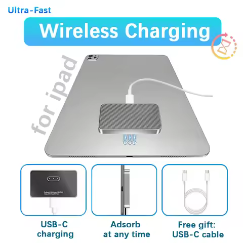 18W Magnetic Wireless Charger for iPad Pro Air 11/12.9/13 inch, Fast Smart Charger with 5.56ft USB-C