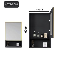 Black aluminum 60 cm wall mounted bathroom cabinet ceramic sink with mirror box basin sink tap push style aluminum bathroom cabinet