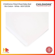 ChildHome Fitted Sheet Baby Bed - Bio Cotton - White - 60X120CM