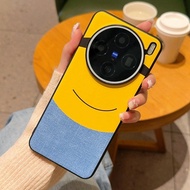 Thin&Light Minions Eyes Design Spliced Leather Hard Case For Vivo X200 Ultra X200S X200 Pro Mini X30
