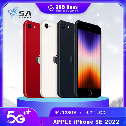 Original Apple iPhone SE 2022 SE3 5G Mobile Phone NFC 64/128GB True-Tone 4.7'' IPS LCD 12MP+7MP A15 