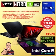#1528 *Used Acer Nitro 5 AN515-57-906B  Intel Core i9-11900H 16GB RAM 512GB M.2SSD Nvidia Geforece R
