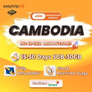 Easytripgo Cambodia eSIM 15-30 Days 5GB-30GB Unlimited Data | Instant Email Delivery | High Speed Da