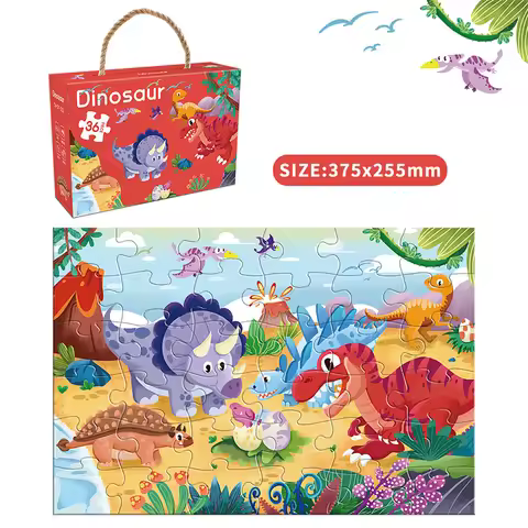 36pcs Carrying Jigsaw Puzzle Children Paper Large Pieces Puzzle Enlightenment Gift 3-6 Years Old Bab