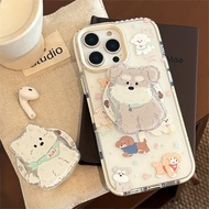 Cute Dog iphone 17promax Magnetic Phone Case Magnetic Holder Transparent Shock-resistant Phone Case