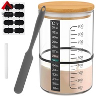 Sourdough Starter Jar Kit with Wooden Lid 900ml Sourdough Starter Container Wide Mouth Clear Glass S