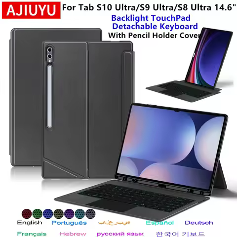 Backlight Keyboard Cover for Samsung Galaxy Tab S10 Ultra 14.6 S8 Ultra S9 Ultra, Keyboard Case for