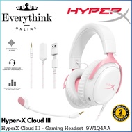 HYPERX CLOUD III GAMING HEADSET SURROUND SOUND COMFORT DESIGN NOISE CANCELLING MIC WHITE PINK (9W1Q4