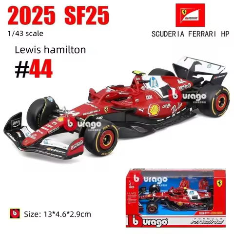 Bburago 1:43 Ferrari SF25 2025 F1 Car Model Leclerc #16 Hamilton #44 Diecast Formula 1 Racing Car Co