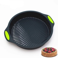 Round Silicone Cake Pan Nonstick Pound Mold for Baking 9 Inch Round Cake Bakeware with Handles for B