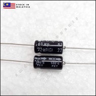 Elum, 22uF 63V 105°C, Axial Leaded, Electrolytic Capacitor, 6mm x 13mm