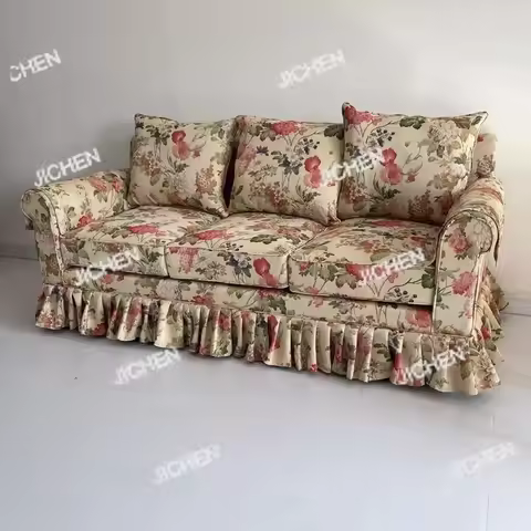 JC Y Retro American Style Double Room French Countryside Floral Sofa Fabric Living Room Antique Furn