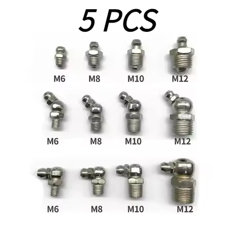 5pcs stainless steel grease nipple SS201 SS304 metric external thread straight elbow type grease nip