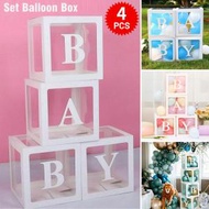 屯京 - [白色盒子] 透明盒子 寶寶生日字母裝飾 BABY氣球盒子 [平行進口]