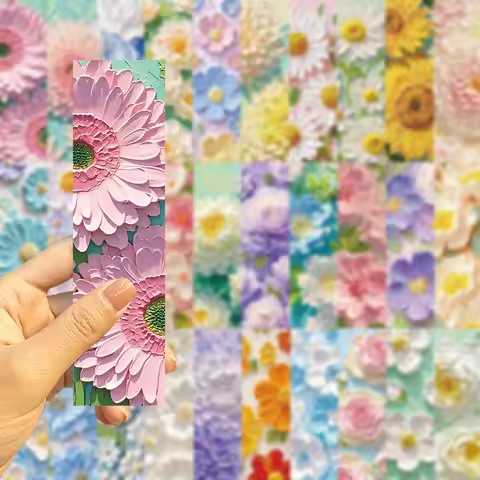 30pcs Oil Painting Flower Bookmark Series Paper Page Labeling Creative DIY message Card Students Rea