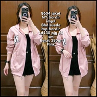 8604 Jaket Suede Import Wanita Korean Style Jumbo/Hoodie Zipper/Sweater