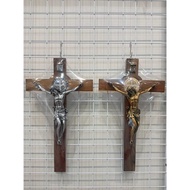 Catholic Hanging Cross Teak Wood Benedict Medal Corpus 40cm Corpus Cross Wooden Hanging Cross Cathol