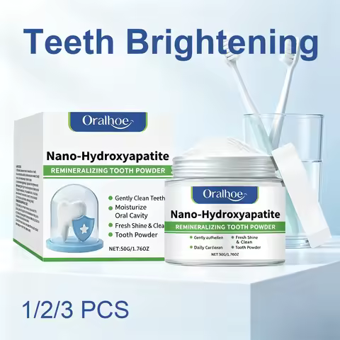 50g Tooth Powder Hydroxyapatite 10% nHAP Remineralizing Enamel Repair Teeth Whitening Stain Removal 
