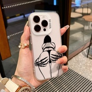 Line Couple Skull Sexy Soft Rubber Suitable for iPhone 16PRO/15PROMAX Transparent 11 13 12 14 15 PRO