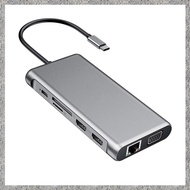 (E M K O) 12 in 1 USB Type C Hub Type-C to 2 -Compatible 4K VGA Adapter RJ45 Lan Ethernet SD TF PD U