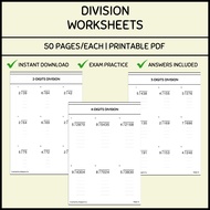 [DIGITAL COPY] Division Worksheets for Kids | 2-Digit, 3-Digit & 4-Digit Division Practice for Prima