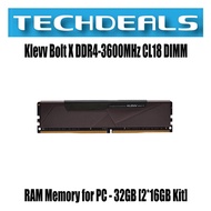 Klevv Bolt X DDR4-3600MHz CL18 DIMM RAM Memory for PC - 32GB [2*16GB Kit]