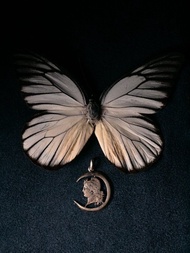 1930s 法國 裝飾藝術時期 銀幣改製女神新月吊墜