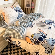 现货spot3pcs4pcs Cartoon Stitch Bedsheet Set with Quilt Cove