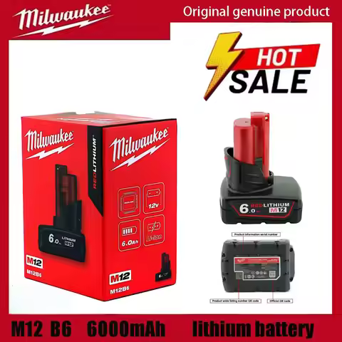 Milwaukee M12 original genuine battery 12V 3.0AH 6.0AH M12HB2 M12HB3 m12-18FC charger easy to carry,